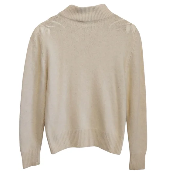 Vtg Distinction Large Silk Angora Off White Knit Lambs Wool Embroidered Sweater - Picture 14 of 14
